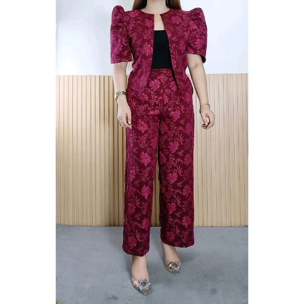 Coord Filipiniana Bolero Cardigan Jacket Top Terno Pants Set BP318 for Women - Womenswear, Short Sleeve, Lingerie, Clothes, Trouser, Suits, Comfort
