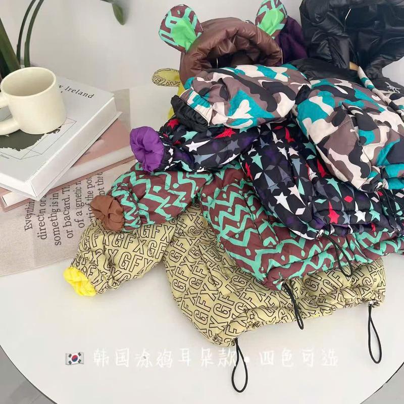 [MẸ THÓC ] Áo khoác bé trai , bé gái : Áo khoác phao trần bông mũ tai gấu nhiều họa tiết hàng QCCC by KID CLOTHING
