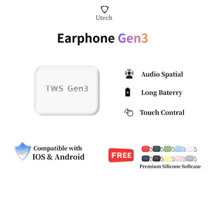 Utech TWS Gen3 Earphone Bluetooth Headset Bluetooth Wireless Earbuds Super Bass dengan Audio Spatial & Dolby Atmos Surround Sound