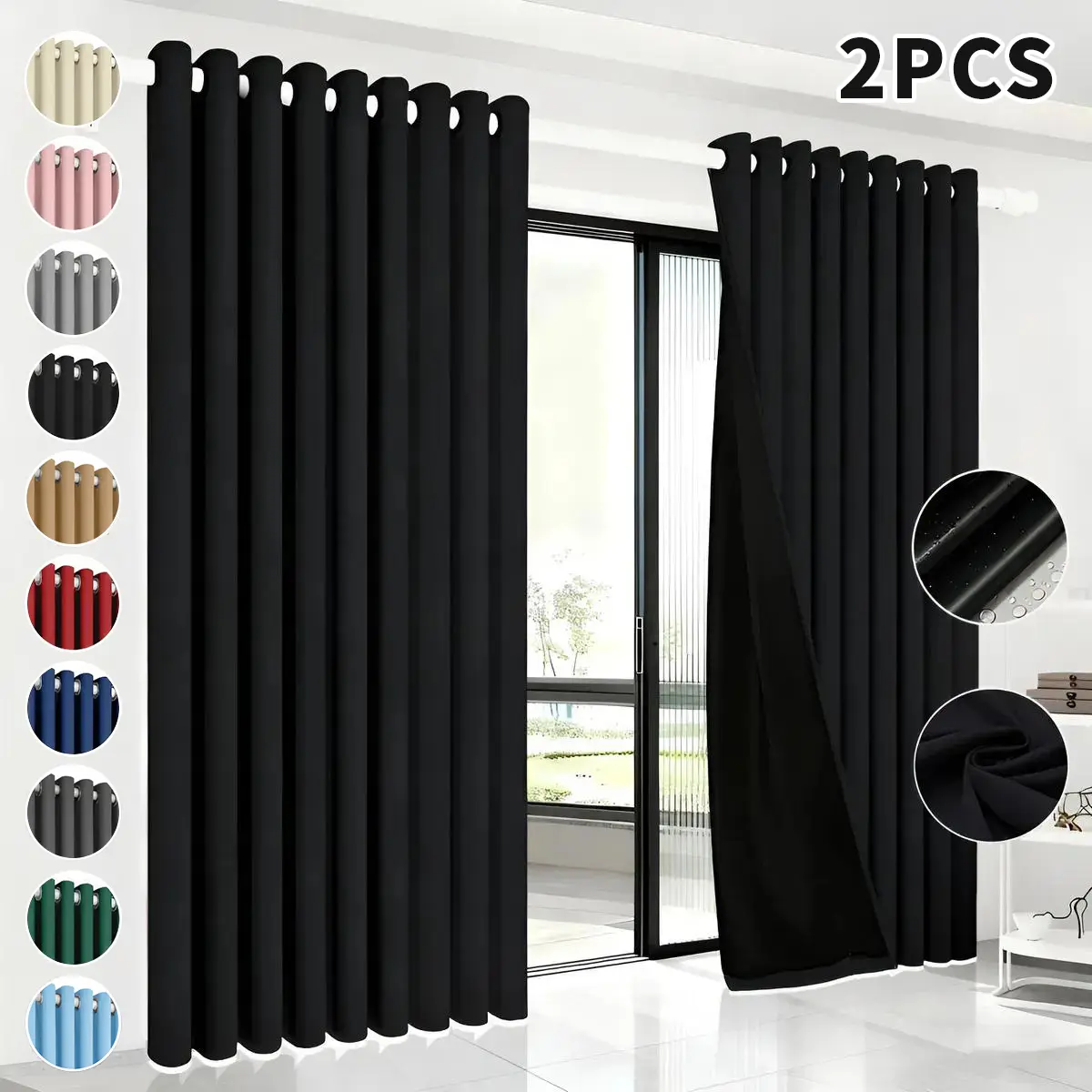2Pzs Cortinas Blackout 100% Bloqueo de Luz para Habitación, Para Ventana 214x160cm/280x230cm,marco decorativo, aislamiento térmico, reducción de ruido y tejido impermeable ,diseño moderno,Ideales para dormitorios y salas de estar.Disponible en varios colores y tamaños.