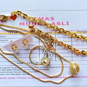 100% Asli Set Perhiasan Dewasa Mewah Elegan Anti Karat Anti Luntur Model Terbaru