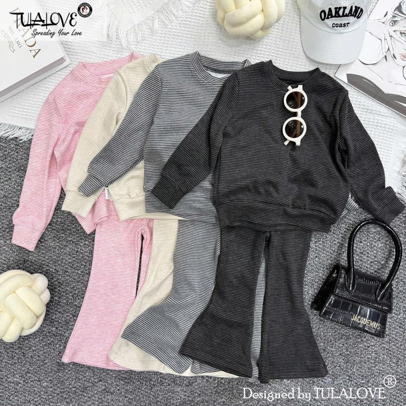  Bộ Quần Áo Thu Đông Cho Bé Gái Gồm Áo Bo Gấu Và Quần Loe Dài Vải Dày Dặn Cho Bé Mặc Thu Đông Quần Áo Bé Gái Tulalove 