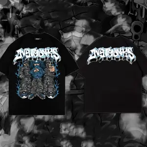 Kaos Pria Hitam Sablon Street Art Graffiti, Kaos Cowok Gaya Streetwear Ilustwamvqwyowu 7