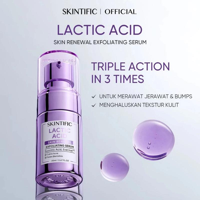 Product Introduction of SKINTIFIC Lactic Acid Skin Renewal Exfoliating Serum muka 20ml Gentle Acne Treatment Pore-Tightening 28