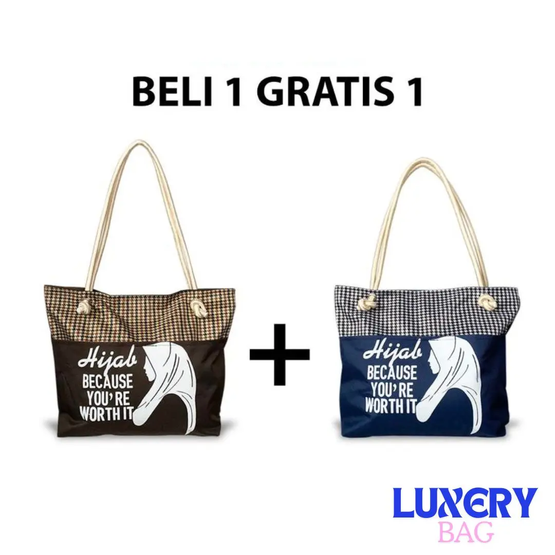 [ BELI 1 GRATIS 1 ] Totebag Tali Sumbu Tas Wanita Hijab Kanvas Printing Gambar Muslimah Palestina Palestine Bandung Original