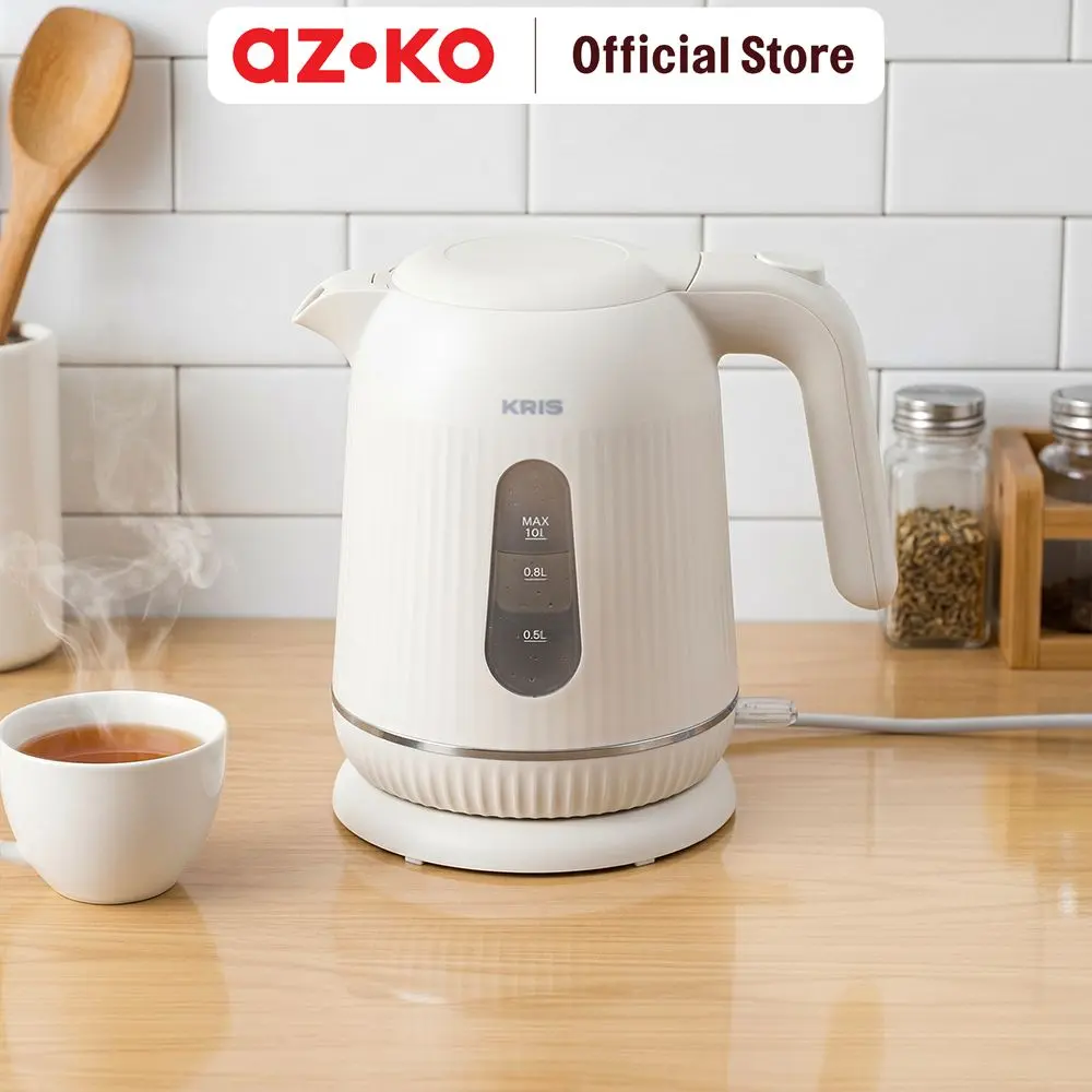 AZKO Kris Teko Listrik 1 Liter 800 watt - Putih Ketel Listrik Pemanas Air Water Boiler Electric Kettle