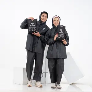 Jas Hujan Setelan Pria Wanita Kain PVC 025 Tebal Anti Rembes Meret Zotta