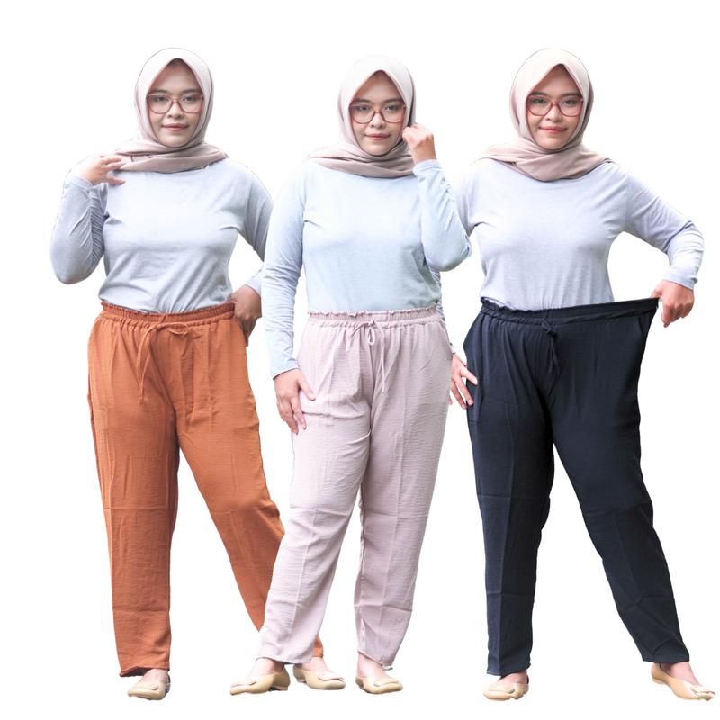 Product Introduction of Paket Hemat 100ribu dapat 3pcs Baggypants JUMBO BB 40-80kg / Baggypants Jumbo / Celana Kerja/ Celana Casual / Celana Formal 1