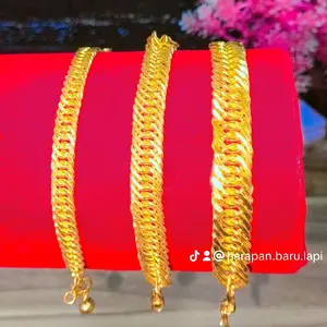 Gelang lipan halus lapis emas balut kristal Premium