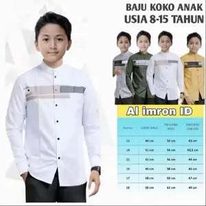 Baju koko anak laki laki remaja usia 9-14 tahun lengan panjang |l koko guz azmi || koko anak laki laki terbaru terlaris Katun Muslim
