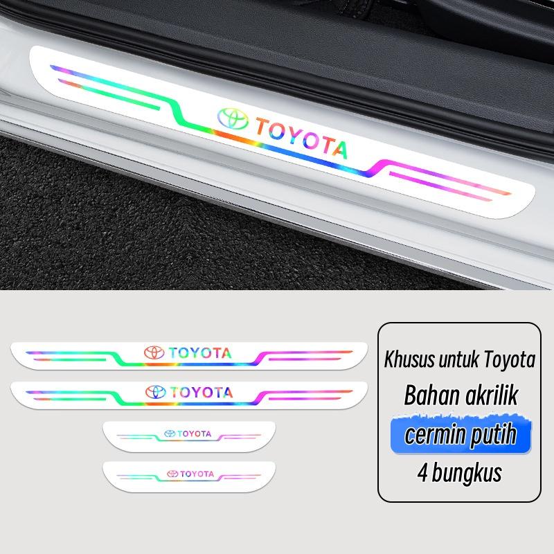 [Meta] 4pcs Stiker pelindung ambang batas Stiker pelindung alas kaki lantai pintu mobil Stiker laser mobil Stiker pelindung ambang batas Aksesori mobil Car Akrilik Kain