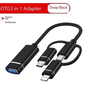 KABEL OTG 3IN1 OTG Compatible for iPhone / Type-C / Micro Android OTG Cable 3 in 1 Lightning USB Multifungsi Cable Fast Transmision