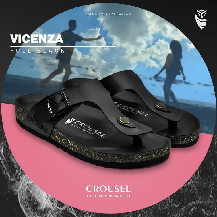 Crousel Sandal jepit \ Unisex - Vicenza Full Black