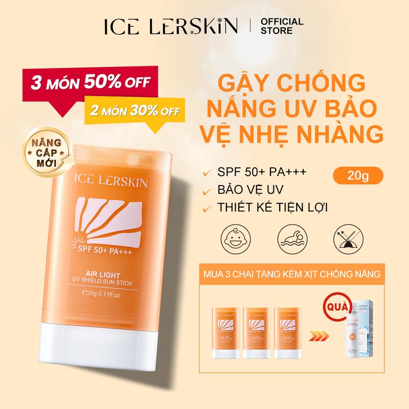  【Mua 3 tặng 1 ICE LERSKIN Thanh Lăn Chống Nắng Dạng Nhẹ 20g*3 +  Quà Tặng Miễn Phí  Xịt Chống Nắng 50ML SPF50+ PA+++ chứa Vitamin E chiết xuất Centella và các thành phần khác SKINCARE 