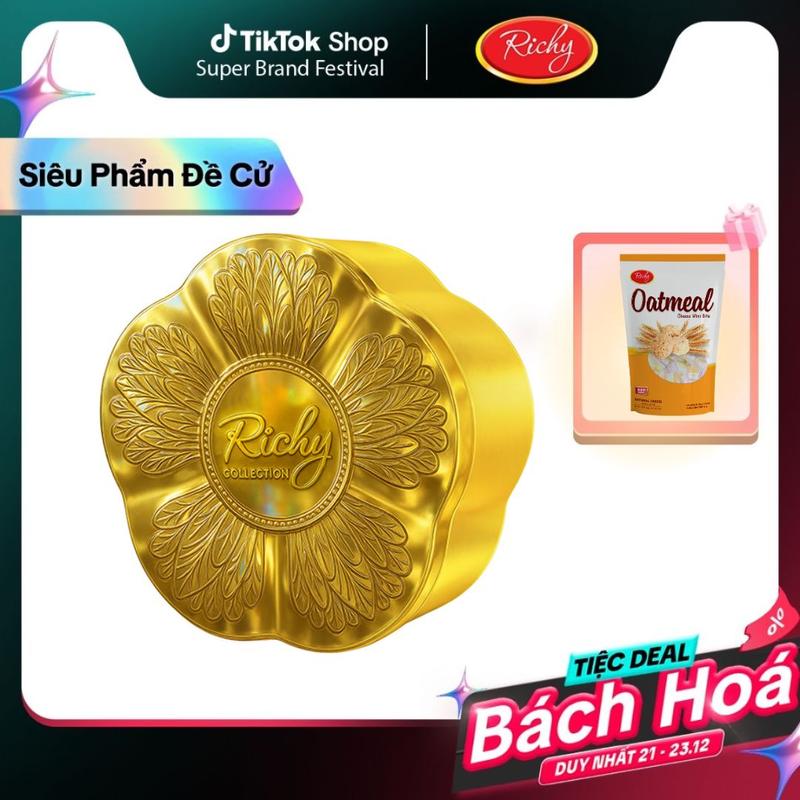   TẶNG BÁNH YẾN MẠCH  Bánh Yến Mạch Richy Hoa Mai Hộp Thiếc 100g - Tết 2026 