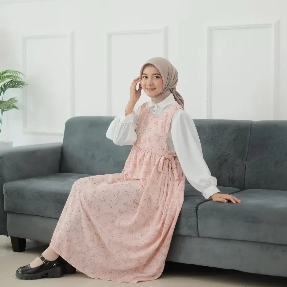 OVERALL MIDI DRESS BUNGA / HIMARI MIDI DRESS OVERALL / DRESS MIDI KOREAN STYLE / OVERALL DRESS WANITA / MIDI DRESS BUNGA  Remaja Maxi Wolfis