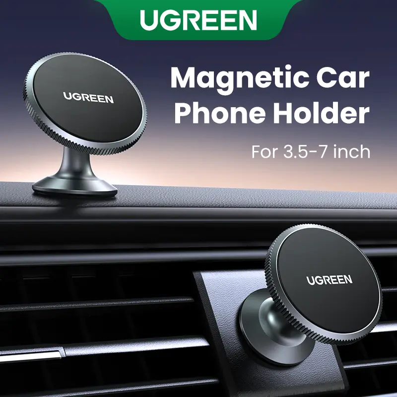 UGREEN Giá Đỡ Điện Thoại Ô Tô Từ Tính, Hợp Kim Xoay 360° / ABS Đế Lớn 55°, Nam Châm Mạnh, Cho iPhone 17 Pro Max / iPhone 16 / iPhone 15 / Samsung Galaxy S23 / Xiaomi smartphone / Huawei smartphone / Realme smartphone, Model 50871