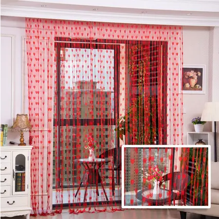 Tirai Transparan Motif Love / Tirai Jendela / Tirai Pemisah Ruangan 3