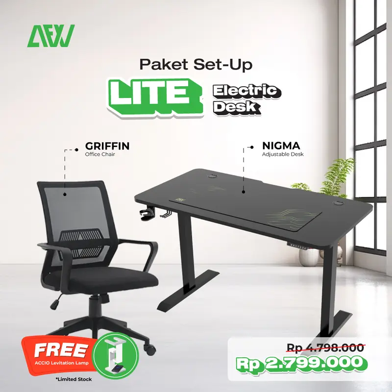 Nigma Meja Gaming Elektrik Otomatis Adjustable Table EL04-EG1460 Furniture 6