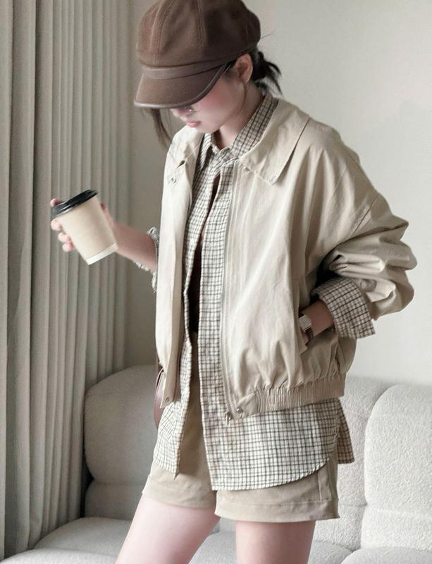 Áo Khoác Kaki Hai Lớp Có Lót Trong Áo Khoác Nữ Form Dáng Vừa Chất Vải Dày Dặn Miho House