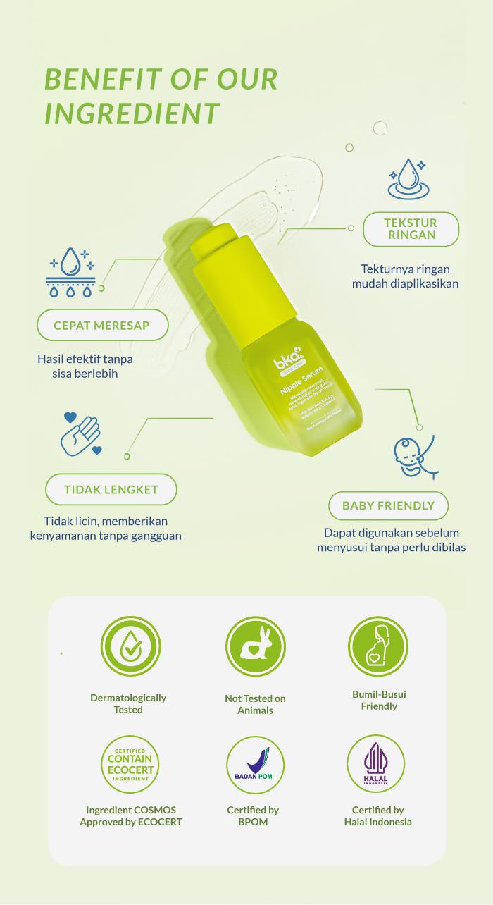 BKA Nipple Serum isi 10ml - Membersihkan Puting Kotor - Pelembab Ibu Hamil - Perawatan Puting Payudara Bumil Busui, Meredakan Puting Lecet dengan Vitamin B8 & Bird Nest Extract, Persiapan Lancar ASI