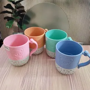 Cangkir Anak Motif Beruang Warna-warni untuk Minum Susu atau Teh - Cocok untuk Rumah dan Perawatan Bayi