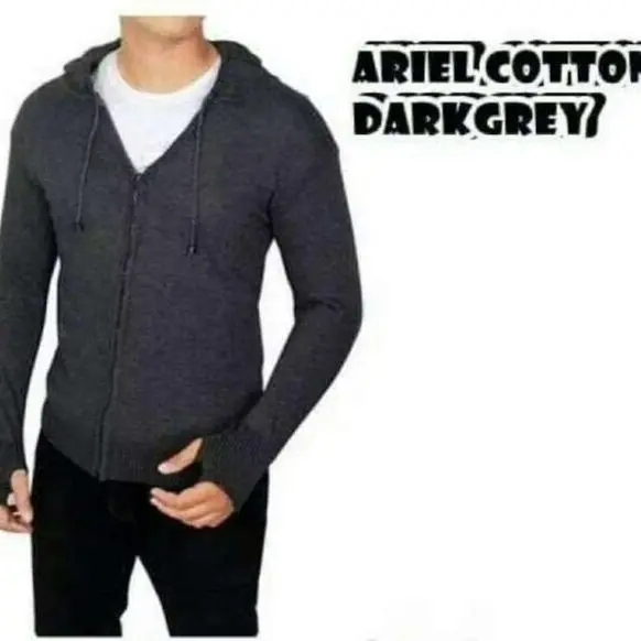 SWEATER RAJUT ARIEL POLOS/ RAJUT BAHAN BAGUS/KUALITAS OK/HARGA MURAH/ Pria Hitam Baju sweater hoodie cowok 6