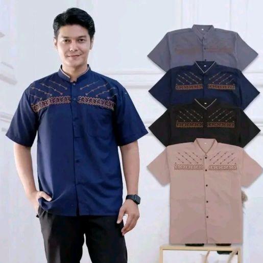 Baju Koko Lengan Pendek Pria Dewasa Motif Jasuke Bordir Katun Matt Series Koko Jasuke