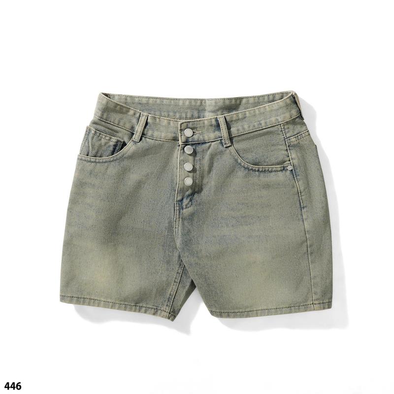 Quần short jean nam xanh trơn phối 4 cúc from trên gối chất vải denim phong cách M446