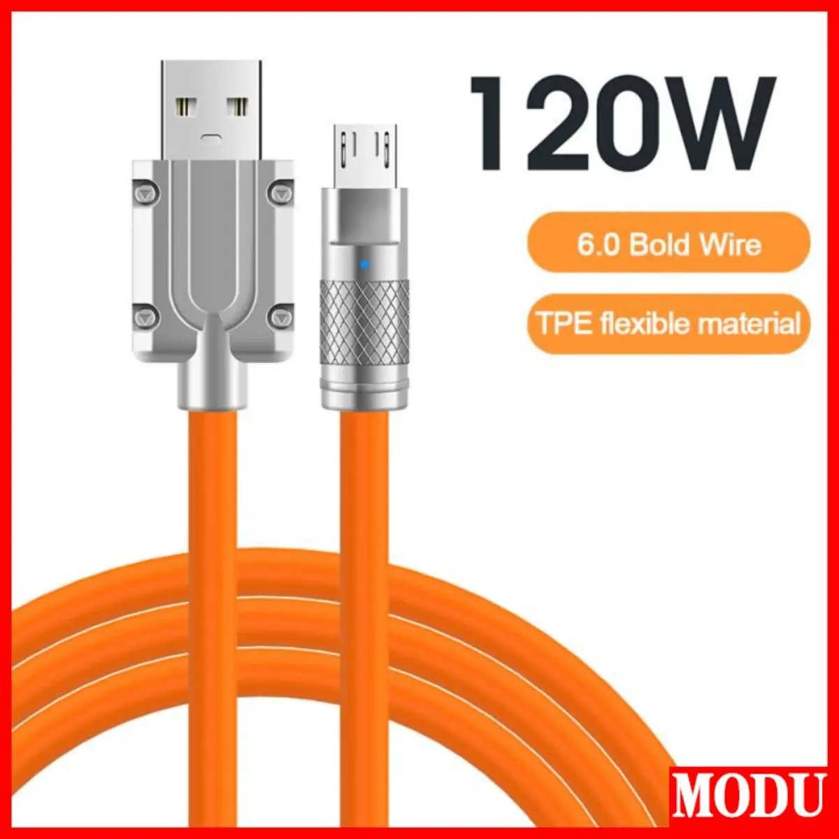 Kabel Silikon Cecair Mikro Android, Untuk Pengecasan Super Pantas 120W 6A, Kabel USB Pengecasan Pantas, Kabel USB Mikro