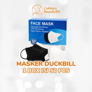 Masker Duckbill Garis 3 Ply Face Mask - 1 Box Isi 50 Pcs
