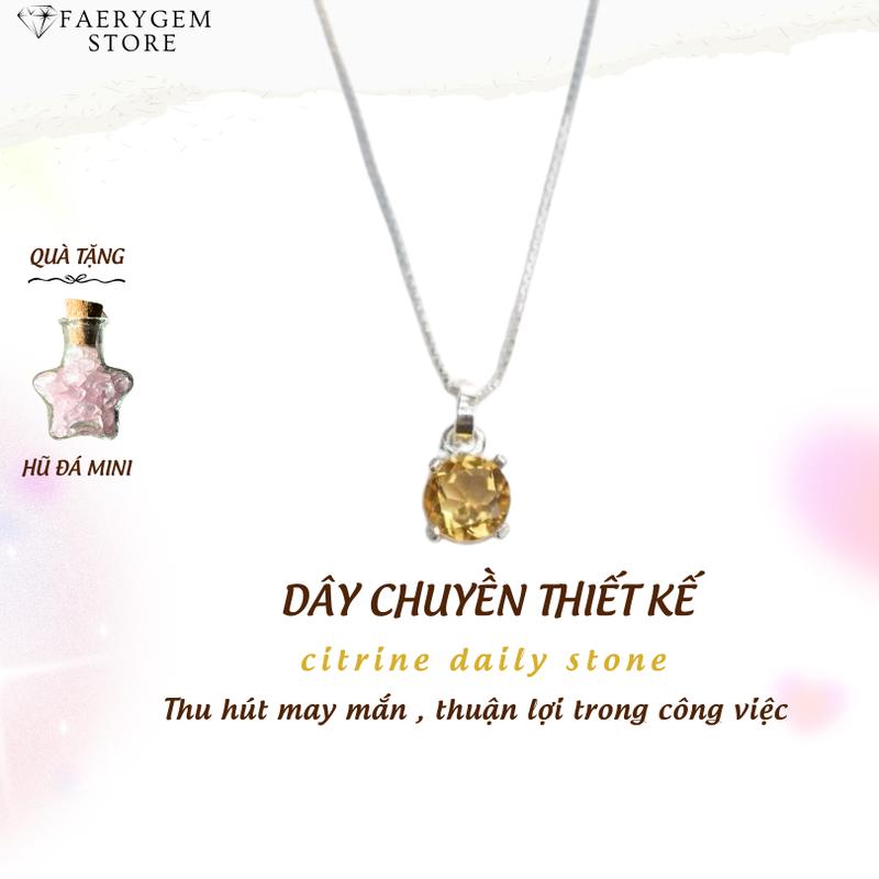 Dây chuyền Citrine Daily Stone thiết kế FaeryGem năng lượng công việc & tài chính bạc S925 0