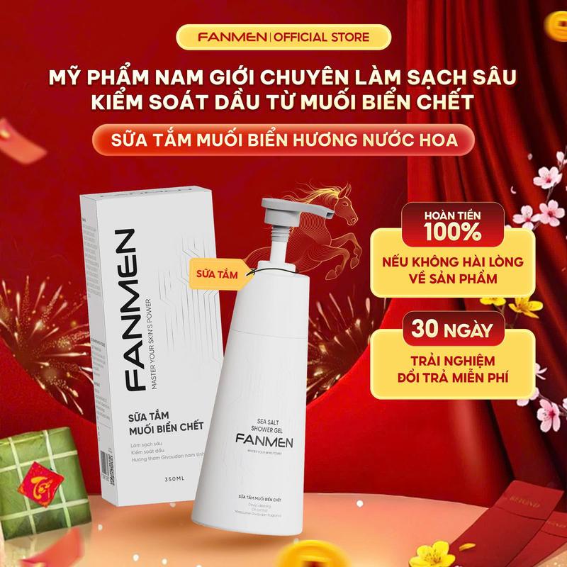  Sữa tắm muối biển Chết hương nước hoa nam tính Fanmen hỗ trợ giảm mụn cơ thể dành riêng cho nam giới 350ml 