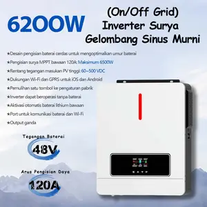 Solstellar 6.2KW 48V Hybrid Solar Inverter Hybrid Grid Tie Hybrid Inverter 450VDC Max Pv Input Built in 120A MPPT Solar Charger Controller