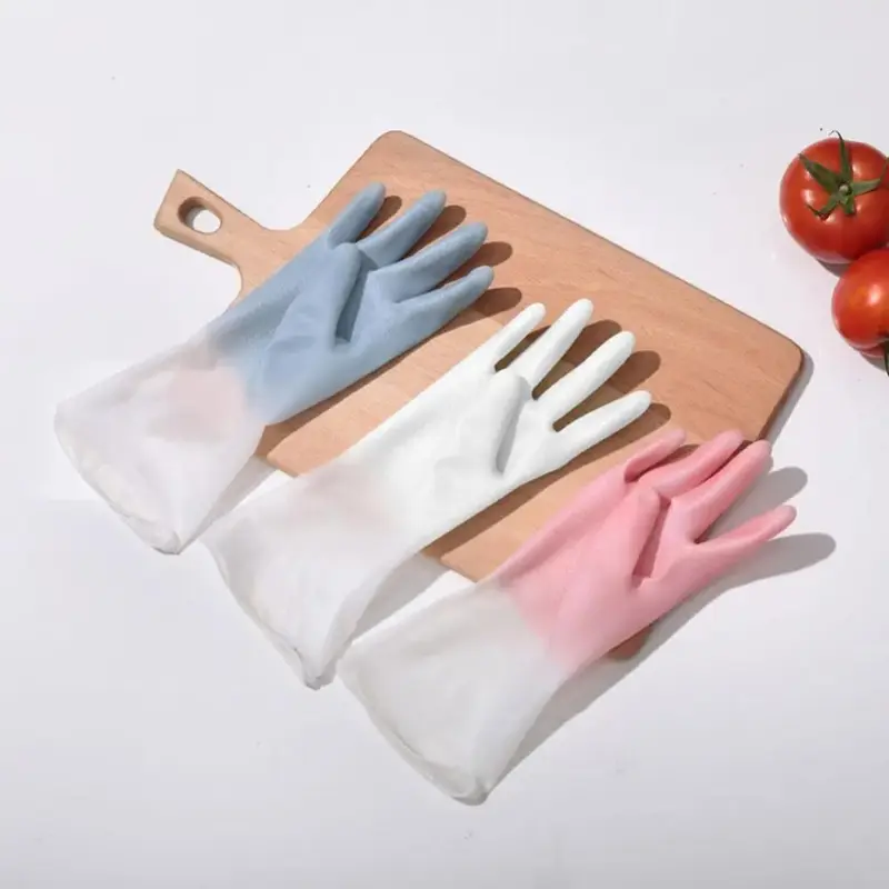 Găng tay làm sạch gia đình, chất liệu PVC mới, chống trượt, chống mài mòn, thích hợp cho nhà bếp và rửa chén, bền, găng tay cao su không thấm nước 0