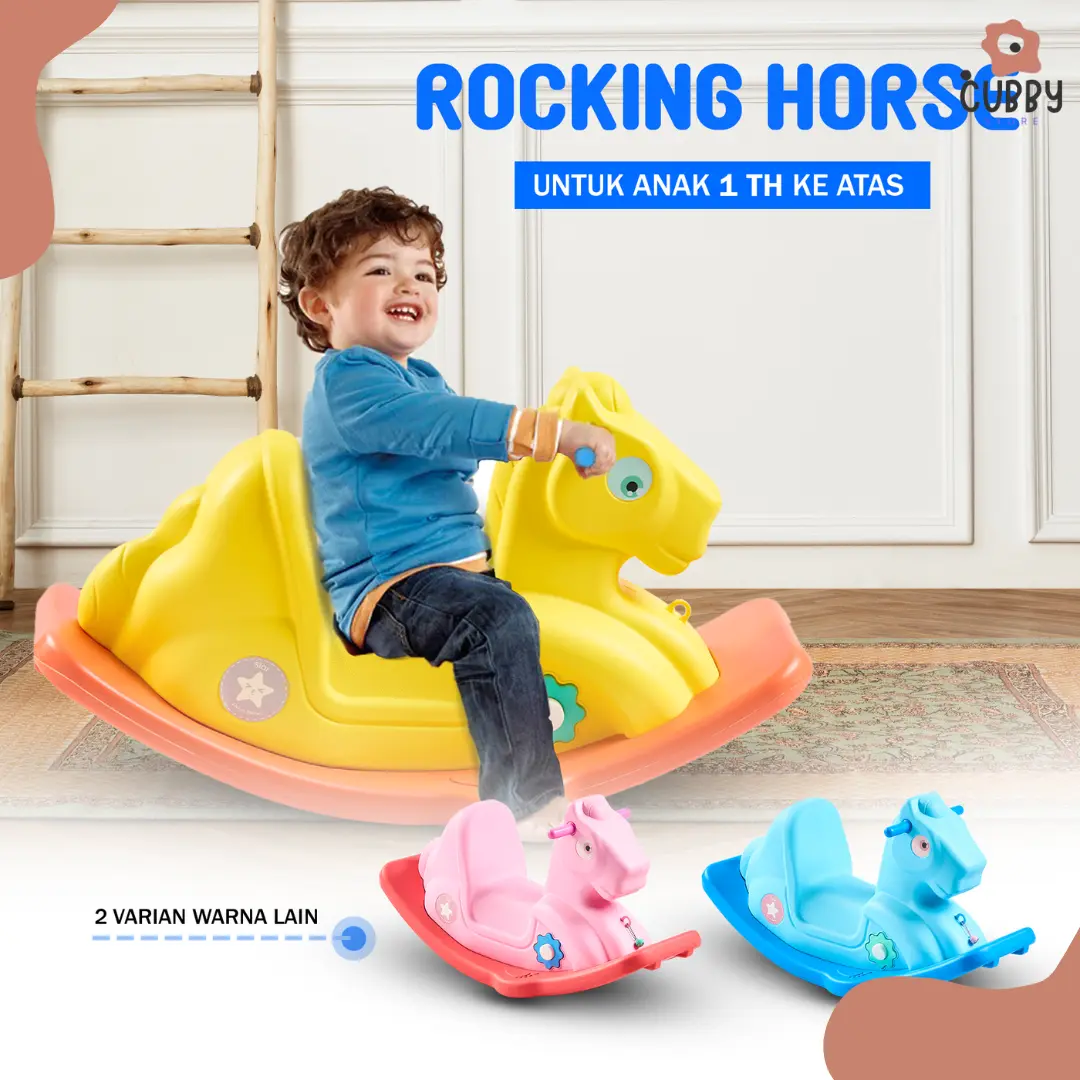 Mainan Kuda-Kudaan Anak Rocking Horse 330 Kuda Klasik - Kuat Hingga 50 KG Ada Tombol Bunyi