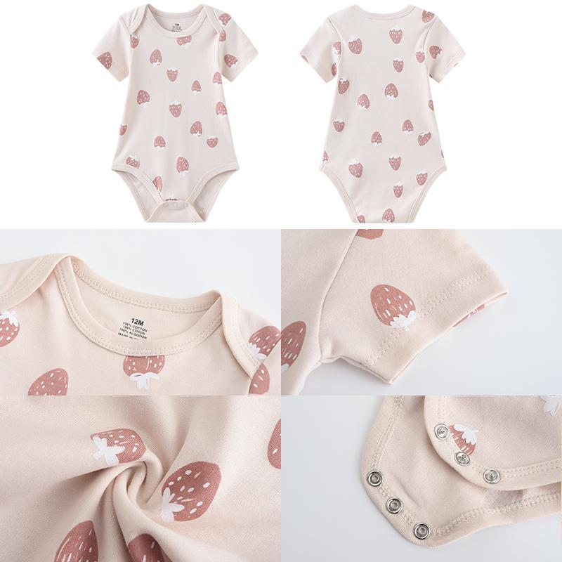 Bayi Baru Lahir Pakaian Terkini-Pakaian Bayi-Pakaian Bayi Lanjut-5 Potongan-Cetakan Matahari Strawberry-100% Kapas-Hadiah Untuk Anak Baru Lahir