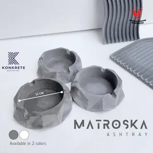 Asbak Semen Matroska Diameter 12 cm - Concrete Ashtray - Asbak Beton