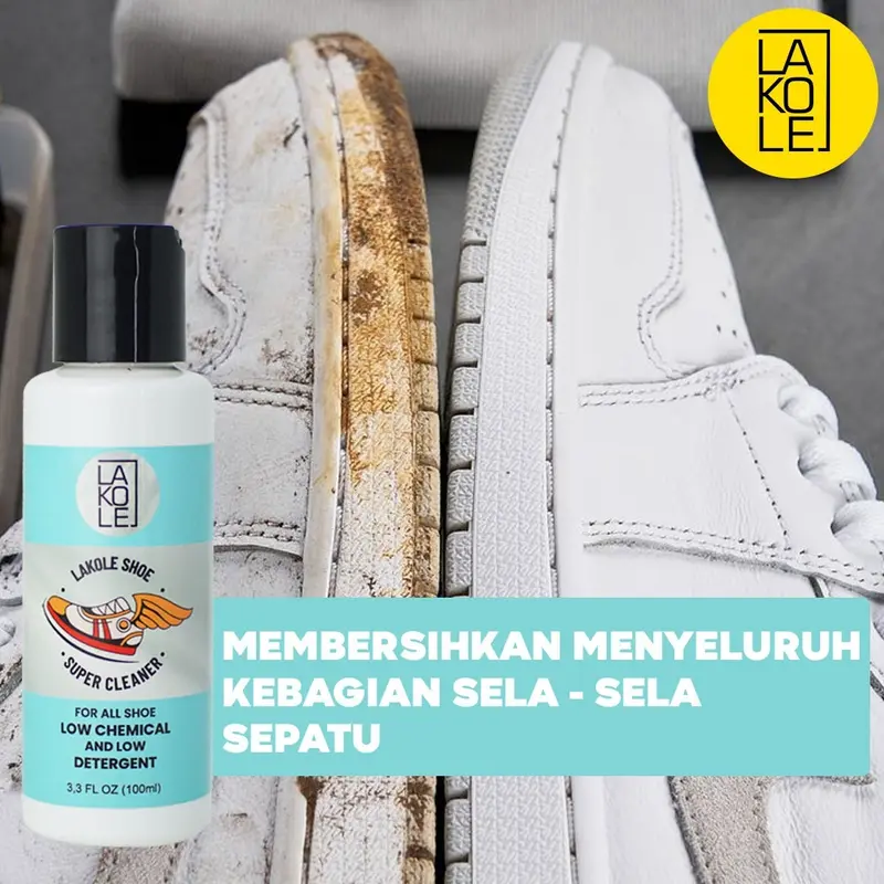Lakole Sabun Cuci Sepatu Premium Super Cleaner - Cairan Pembersih Sepatu Kotor, Aman Untuk Semua Jenis Sepatu Free sikat 4