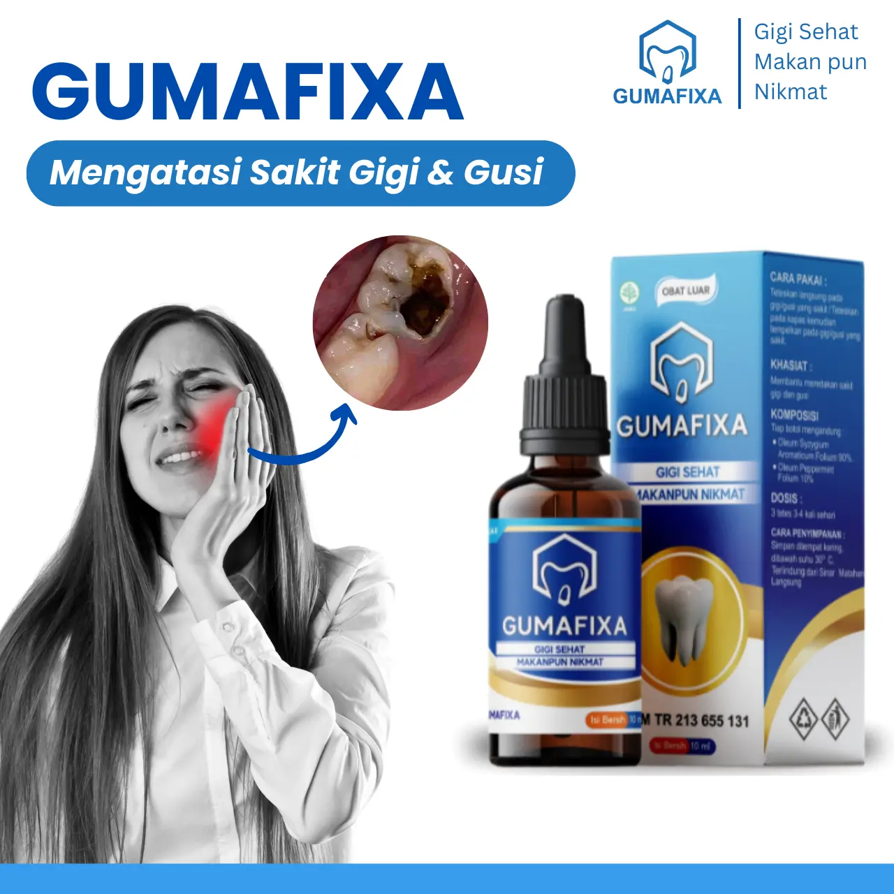 Mengatasi Sakit Gigi dan Gusi Dengan Herbal Alami - Gumafixa Hempas Bau Mulut Nafas Jadi Wangi