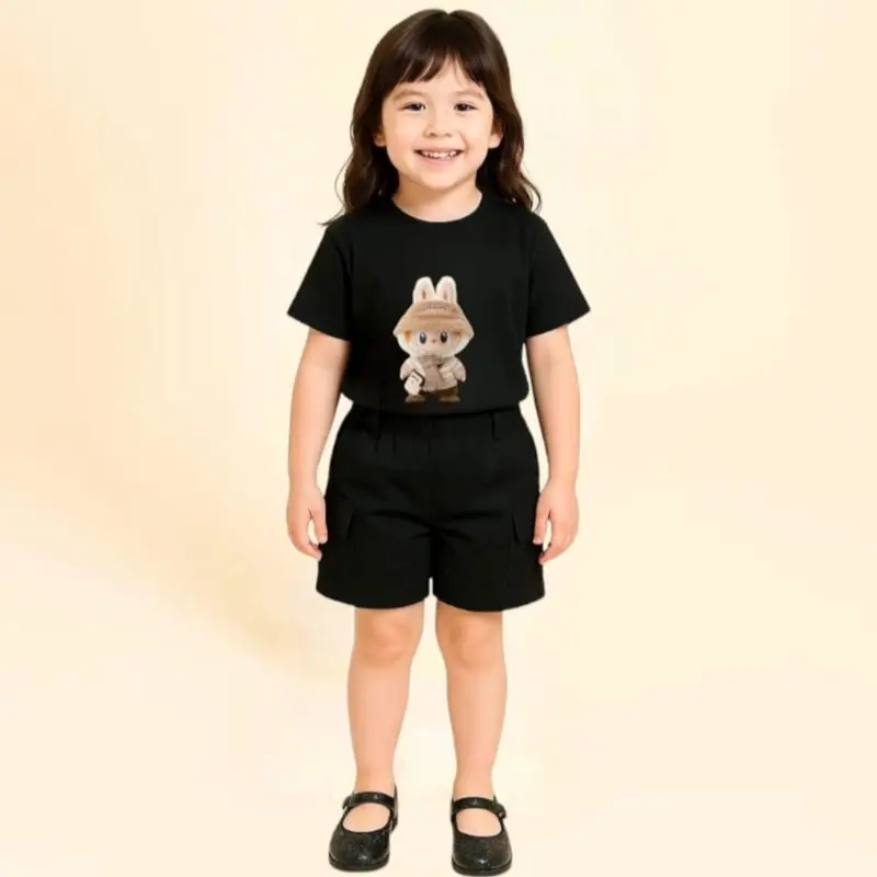 Setelan Kaos Anak Model "CARGO PENDEK" // 3-10 Tahun // Baju Anak Perempuan 3