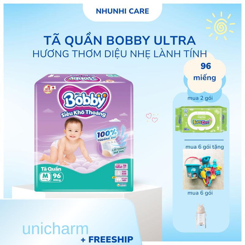 COMBO 4 Tã quần Bobby Ultra+kèm quà băng quần 2 chiếc M L XL XXL Momy Shop