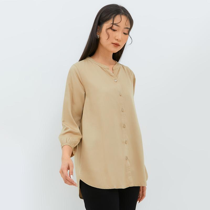 Geela Official - Zendaya Khaki Blouse (G.13106) - Blouse Wanita 0