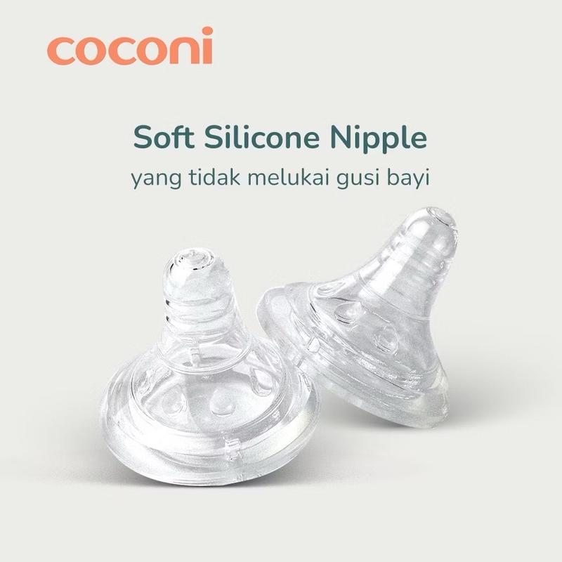 COCONI Wide Neck Baby Bottle Nipple Teat Replacement 2 Pcs | Dot Botol Susu Bayi Wide Neck 2