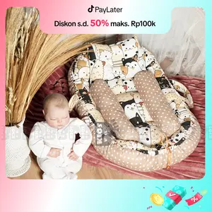 KASUR BAYI BABY NEST PREMIUM DENGAN KELAMBU + FREE BANTAL PEYANG DAN GULING BAYI (BISA 2 SISI MOTIF BOLAK BALIK)