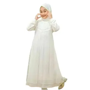 Baju Muslim Anak Shafa Dress Free Hijap Umur 2-13Tahun Ceruty Babydool Mix Tile Dot Aplikasi Renda Panjang Tanggung Syari Wanita Lebaran - Kondangan