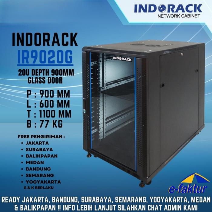 Jual INDORACK CLOSE RACK 20U DEPTH 900MM GLASS DOOR - IR9020G RACK ...
