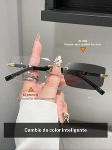Lentes de sol fotocromáticos sin marco unisex, diseño retro de metal, ideales para uso diario, ver televisión, jugar videojuegos, decoración de Halloween