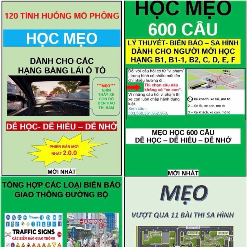 Combo bộ tài liệu mẹo thi ô tô hang B số sàn, B tự động, C1, C và nâng hạng mới nhất hiện nay 0