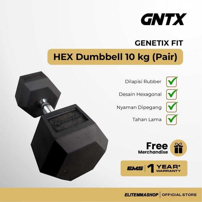 Gambar Sepasang Dumbbell GENETIX FIT HEX 10KG untuk Latihan Otot di Gym Komersial dan Rumahan dari ELITE MMA SHOP Kota Administrasi Jakarta Barat Tokopedia